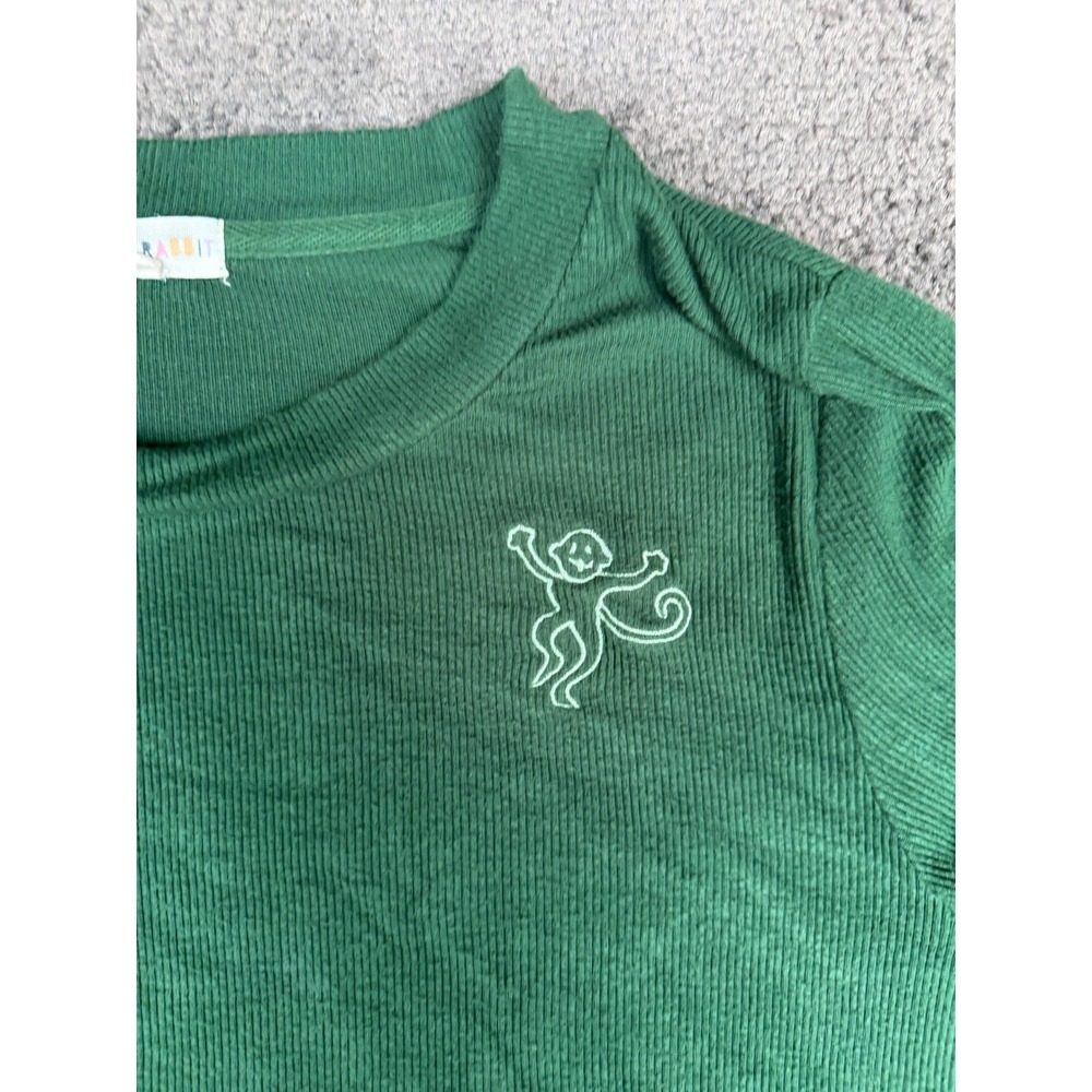 Roller Rabbit Jordan Ribbed Lounge Set Forest Green Embroidered Monkey Small - Picture 8 of 16